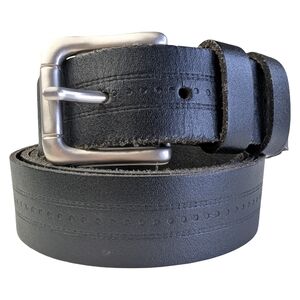 Genuine Leather Tooled Black | Belt Made in Canada | Unisex | Fits 42"-46" Waist
